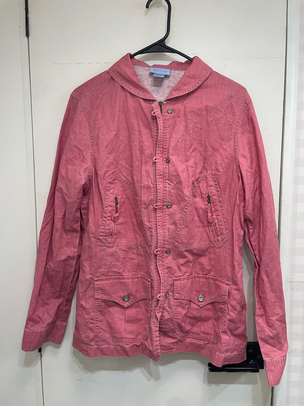 Sigrid Olsen linen cotton jacket spring fall red Large